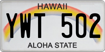 HI license plate YWT502