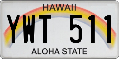 HI license plate YWT511