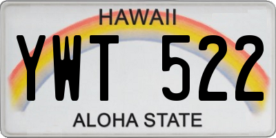 HI license plate YWT522