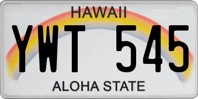 HI license plate YWT545