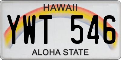 HI license plate YWT546