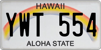 HI license plate YWT554