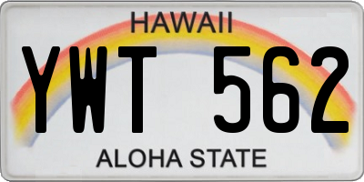 HI license plate YWT562
