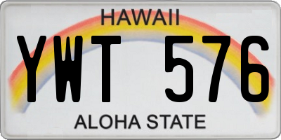 HI license plate YWT576