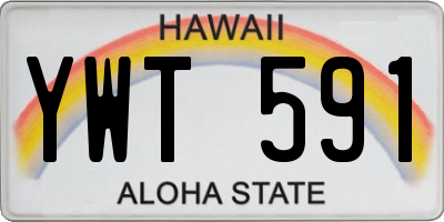 HI license plate YWT591