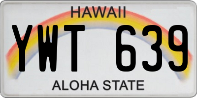 HI license plate YWT639