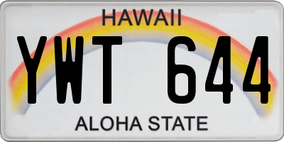 HI license plate YWT644