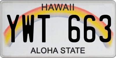 HI license plate YWT663