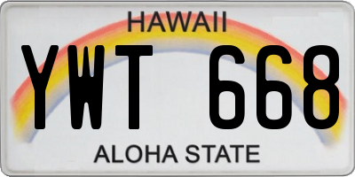 HI license plate YWT668