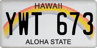 HI license plate YWT673