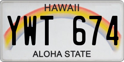 HI license plate YWT674
