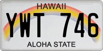 HI license plate YWT746