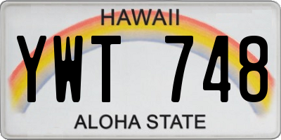 HI license plate YWT748