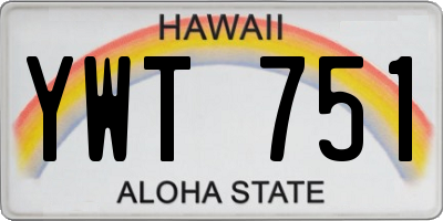 HI license plate YWT751