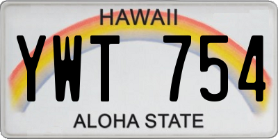 HI license plate YWT754