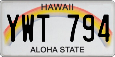 HI license plate YWT794