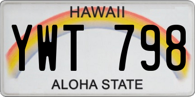 HI license plate YWT798
