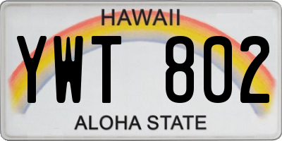 HI license plate YWT802