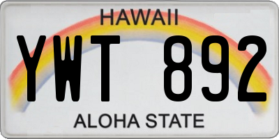 HI license plate YWT892