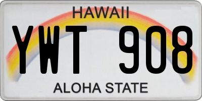 HI license plate YWT908