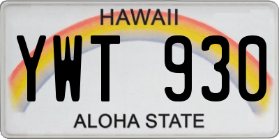 HI license plate YWT930