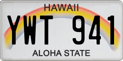 HI license plate YWT941