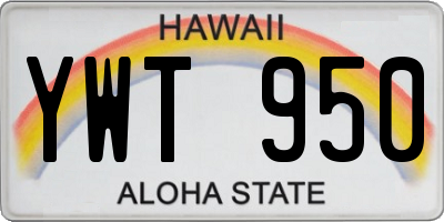 HI license plate YWT950