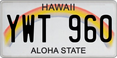 HI license plate YWT960