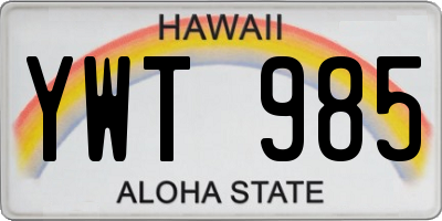 HI license plate YWT985
