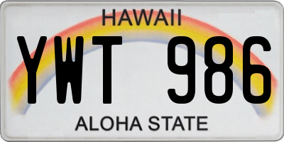 HI license plate YWT986
