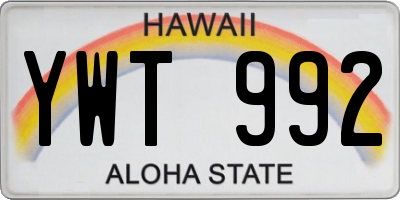 HI license plate YWT992