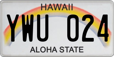 HI license plate YWU024