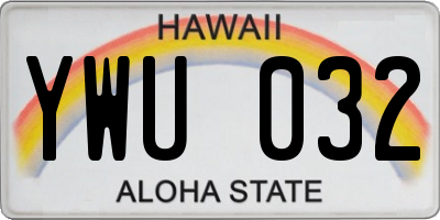 HI license plate YWU032