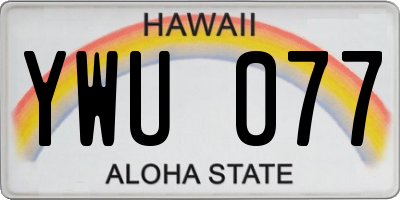 HI license plate YWU077