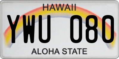 HI license plate YWU080