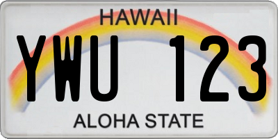 HI license plate YWU123