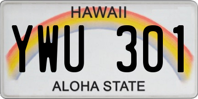 HI license plate YWU301