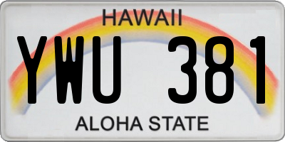 HI license plate YWU381
