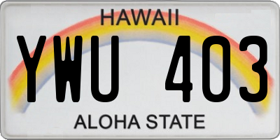 HI license plate YWU403