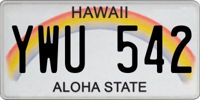 HI license plate YWU542