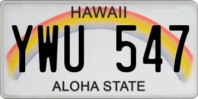HI license plate YWU547