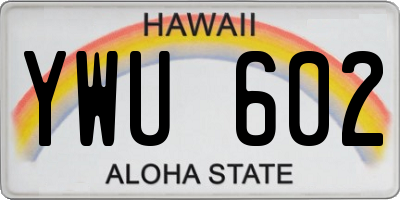 HI license plate YWU602