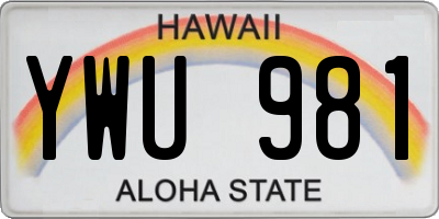 HI license plate YWU981