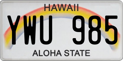 HI license plate YWU985
