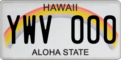 HI license plate YWV000