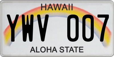 HI license plate YWV007