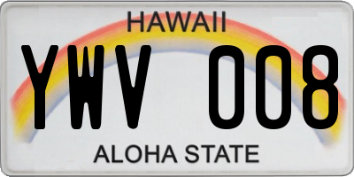 HI license plate YWV008