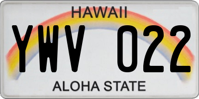 HI license plate YWV022