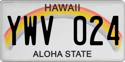 HI license plate YWV024