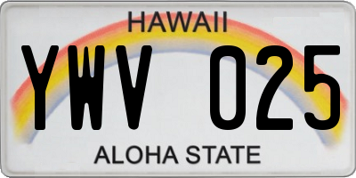 HI license plate YWV025